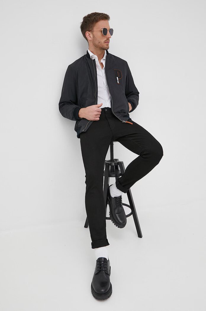 Armani Exchange Риза мъжка в бяло с кройка по тялото класическа яка 8NZC31 ZN28Z NOS