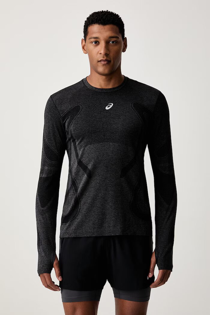 Asics блуза с дълги ръкави за трениране мъжка ROAD SEAMLESS LS TOP черна 2011D356.001