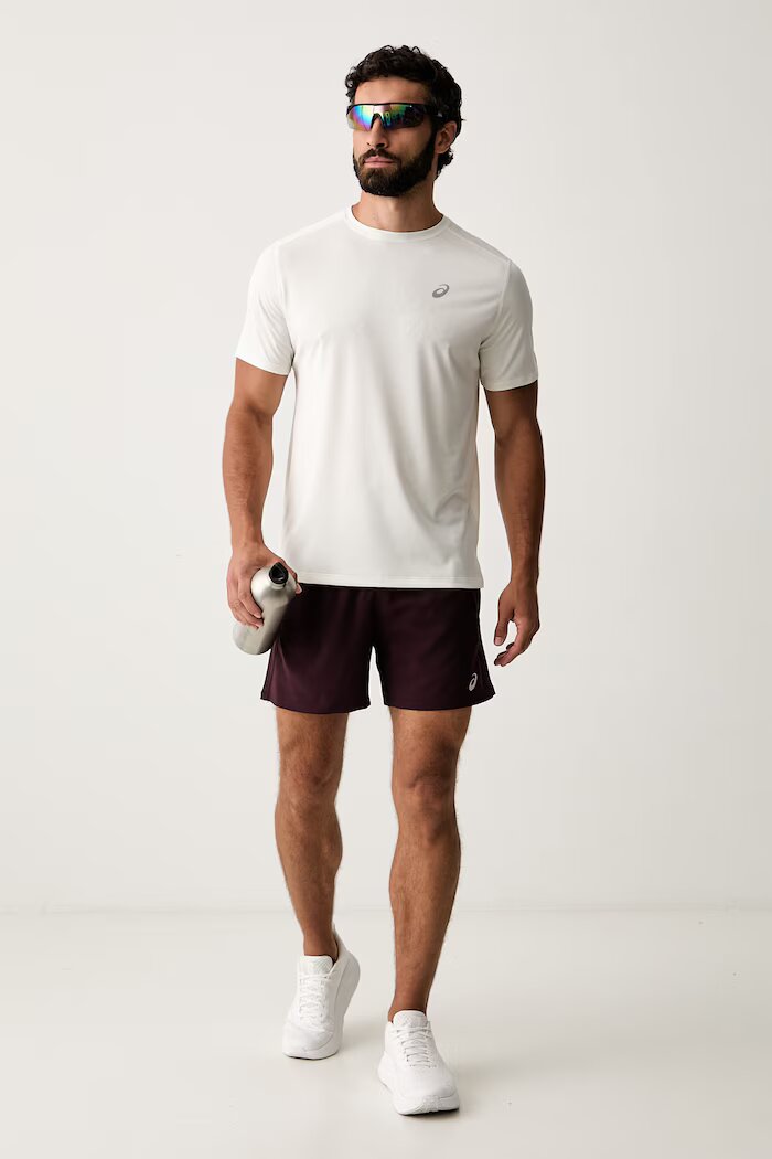 Asics спортен къс панталон мъжки ROAD 5IN SHORT бордо със стандартна талия 2011D247.600