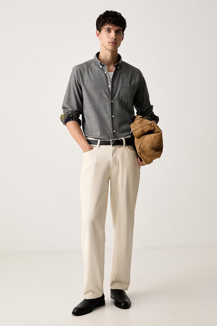 Barbour риза мъжка от памук Turner сива MSH5367