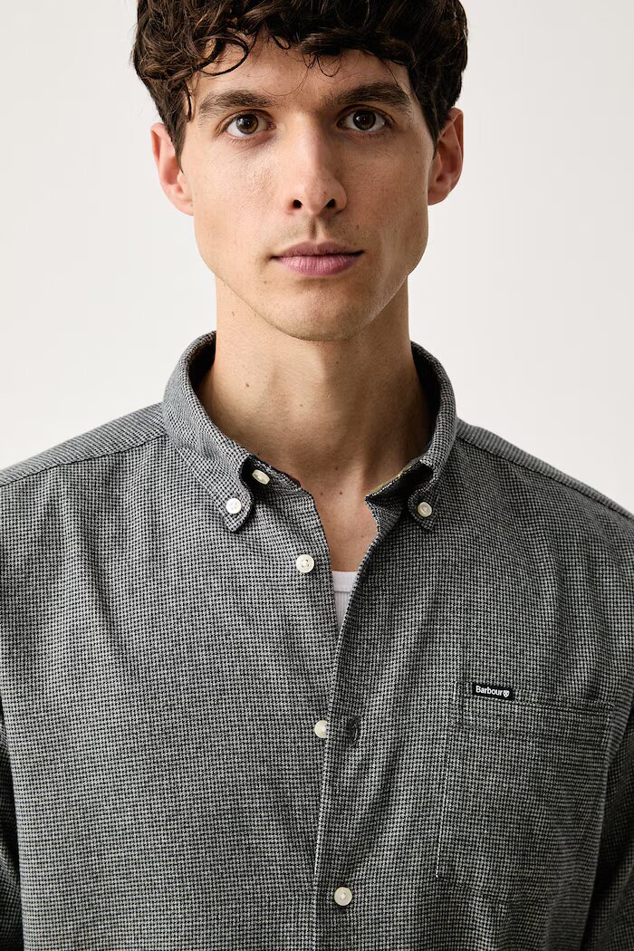 Barbour риза мъжка от памук Turner сива MSH5367
