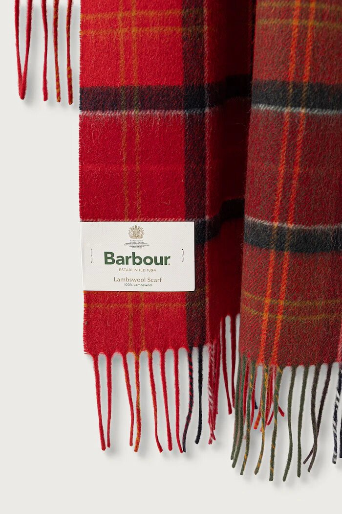 Barbour шал дамски от вълна червен LSC0477