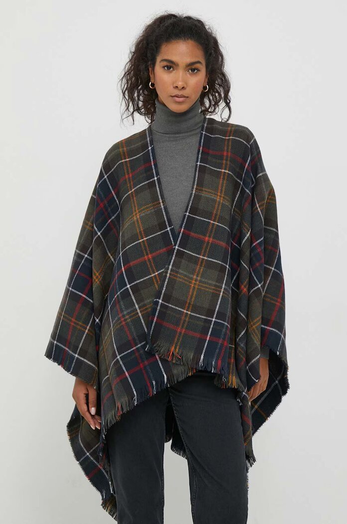 Barbour Шал дамски в зелено с десен
