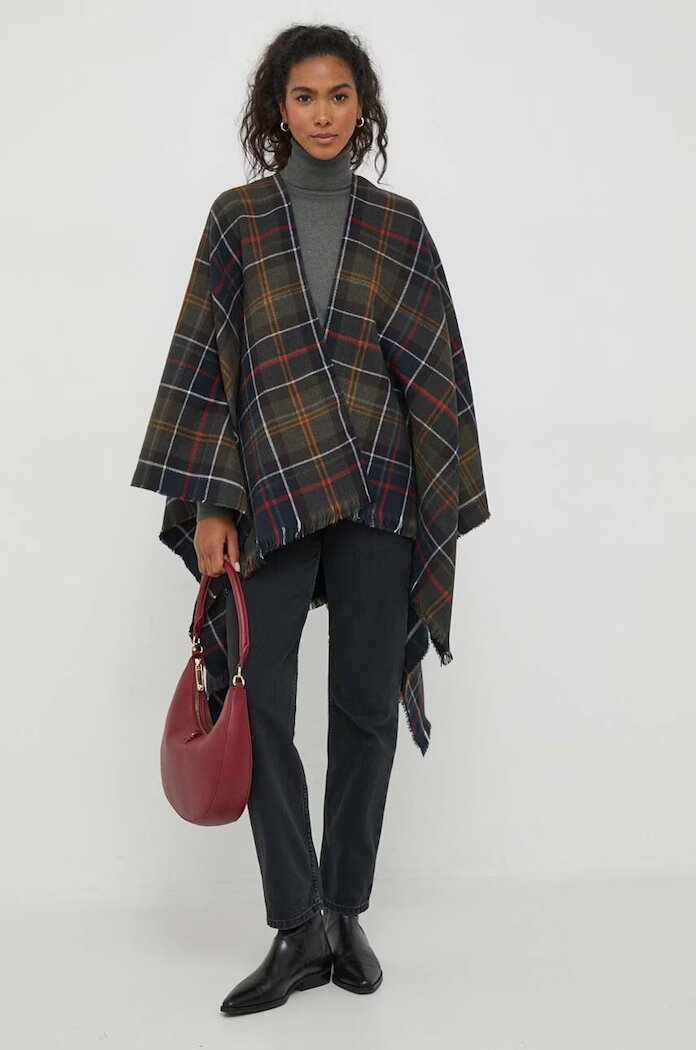 Barbour Шал дамски в зелено с десен
