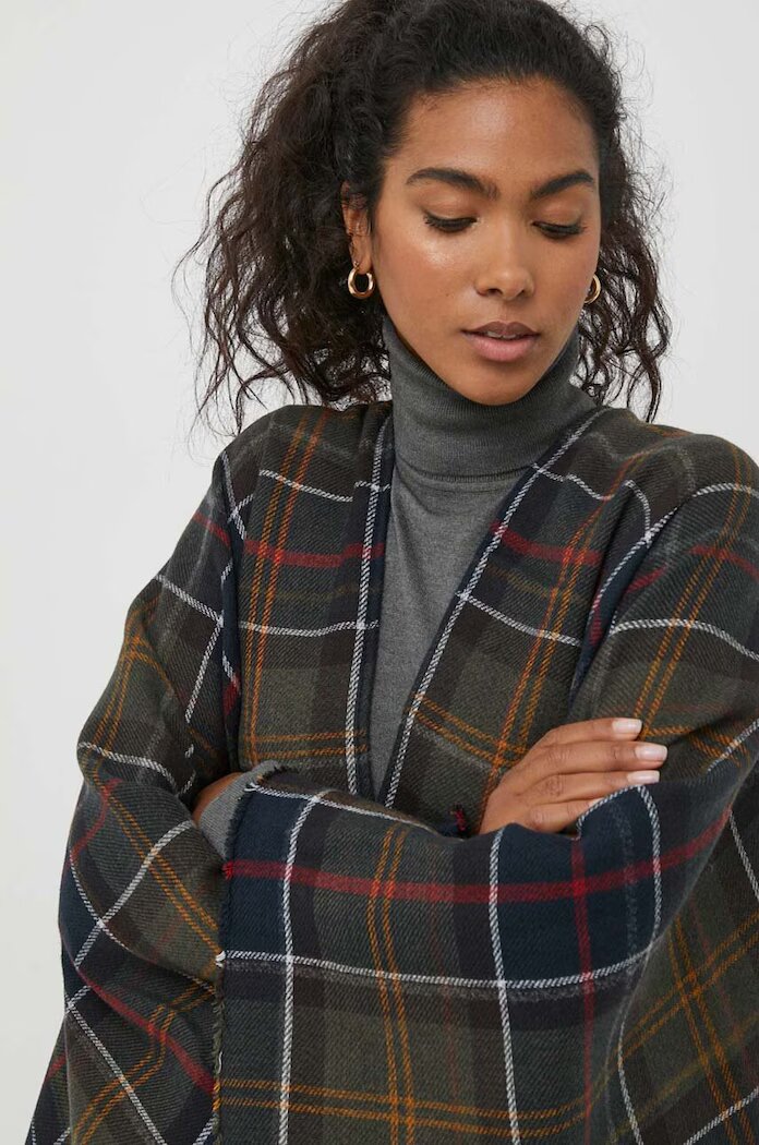 Barbour Шал дамски в зелено с десен