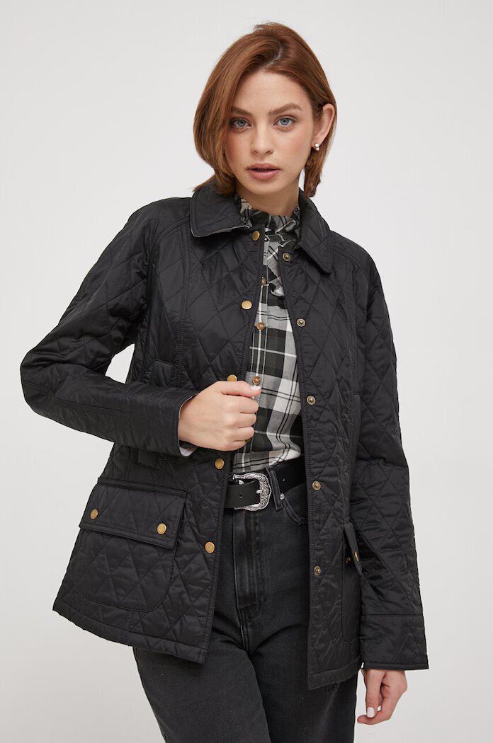 Barbour Яке Beadnell Quilt в черно преходен модел