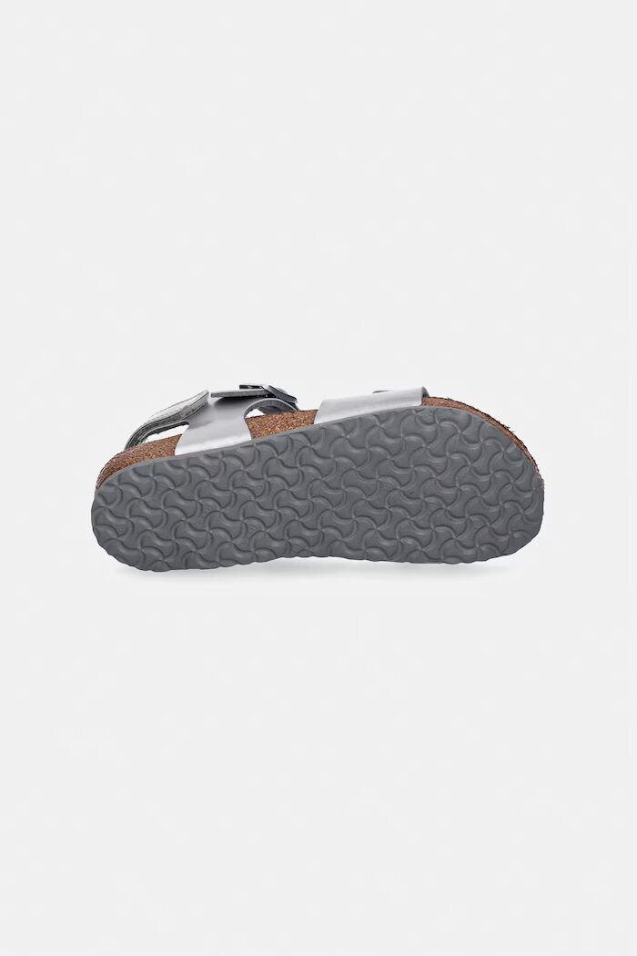 Birkenstock сандали за деца кожа Rio AS Kids Flowers сребърни 1031702