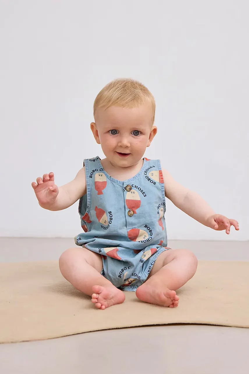 Bobo Choses Бебешки памучен къс гащеризон Morning Egg