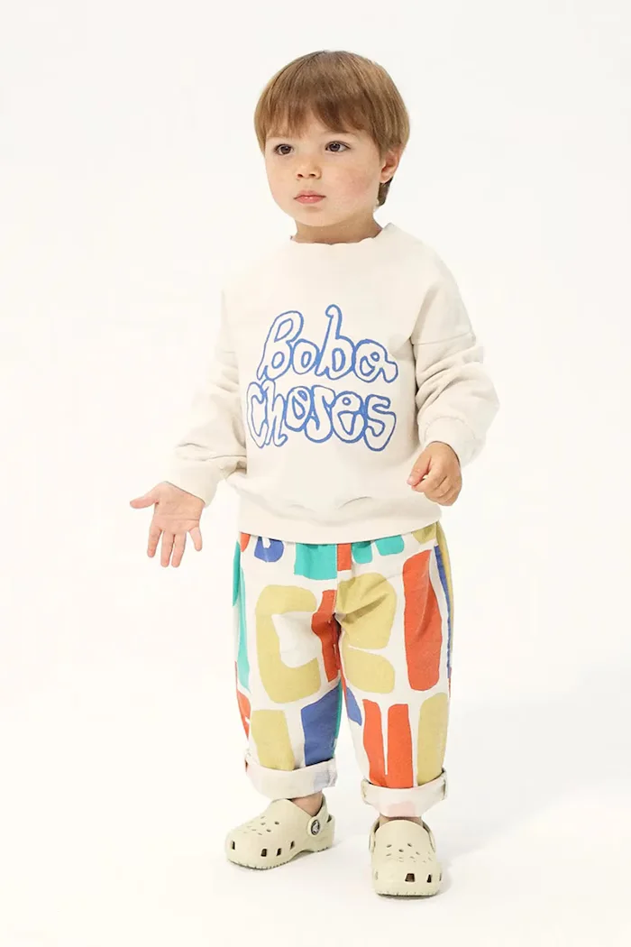 Bobo Choses Бебешки памучен спортен панталон с десен B126AB114
