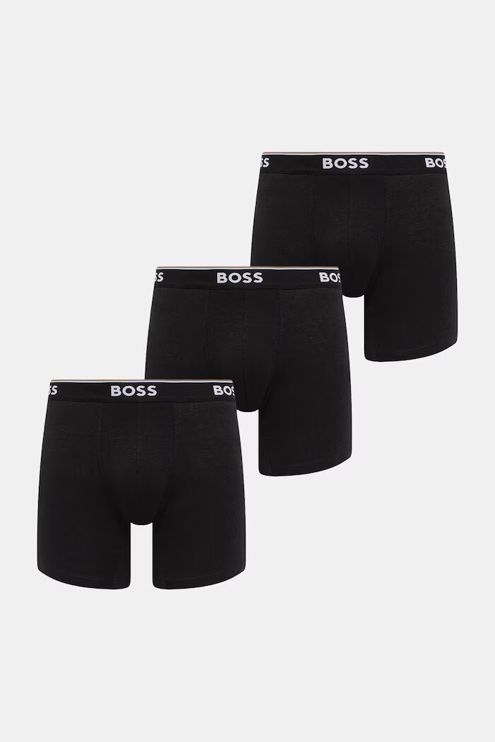 BOSS Боксерки мъжки от памук с еластан 3 броя черни 50538142