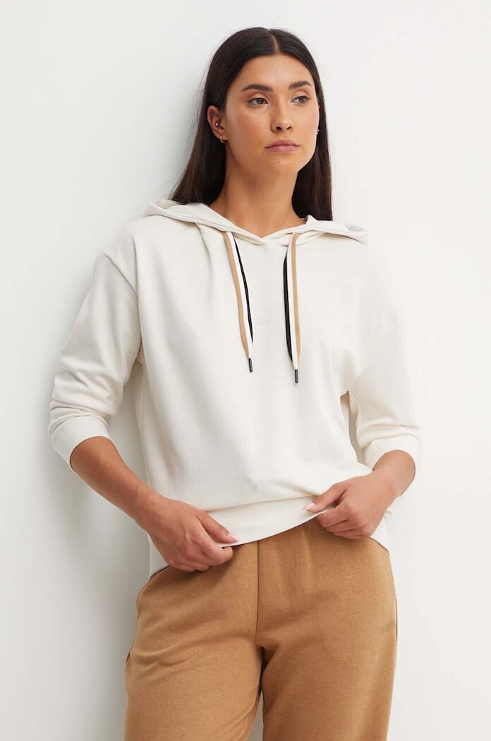 BOSS домашен суичър дамски CP Stripe Hoodie бежов 50524760