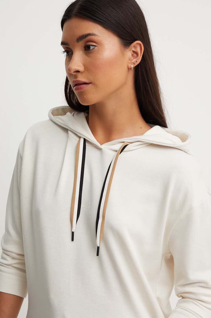 BOSS домашен суичър дамски CP Stripe Hoodie бежов 50524760