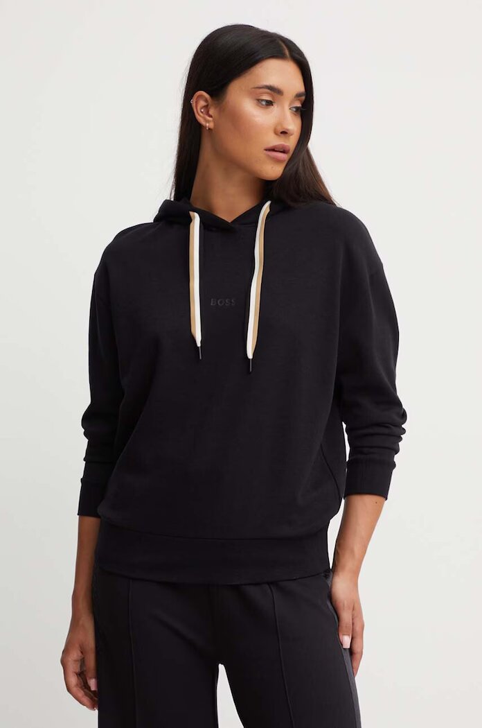BOSS домашен суичър дамски CP Stripe Hoodie черен 50524760