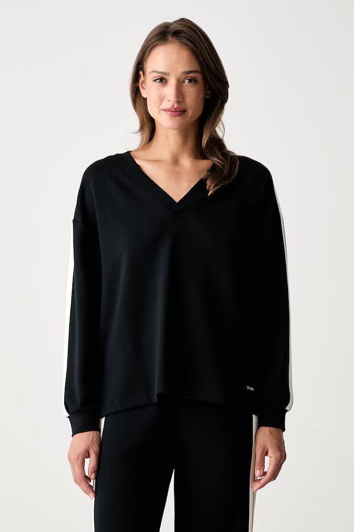 BOSS домашен суичър дамски с модал TONE_Sweatshirt черен 50566092