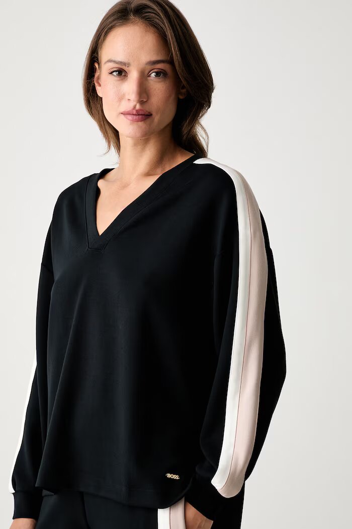 BOSS домашен суичър дамски с модал TONE_Sweatshirt черен 50566092