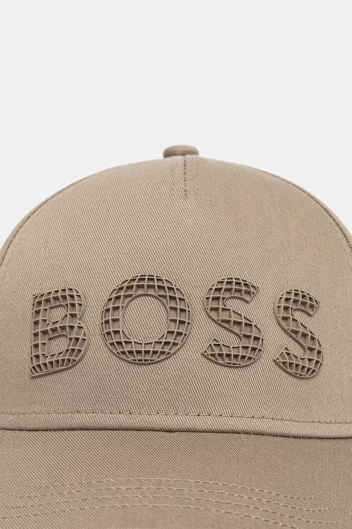 BOSS Green шапка с козирка мъжка от памук Golf бежова 50560379