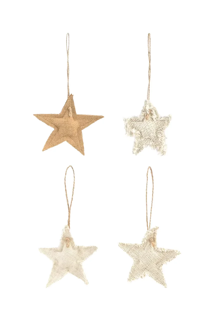 Calma House Декоративна висулка Star Christmas (4 броя) 10 cm