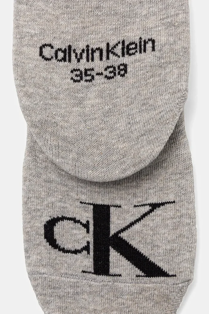 Calvin Klein Jeans чорапи дамски с памук 2 броя сиви 701228817