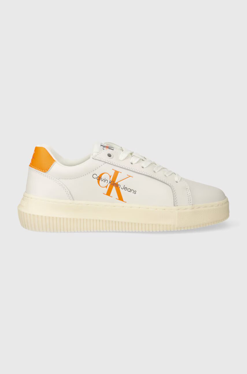 Calvin Klein Jeans Кожени маратонки YW0YW00823 CHUNKY CUPSOLE MONOLOGO W MONO LTH WN