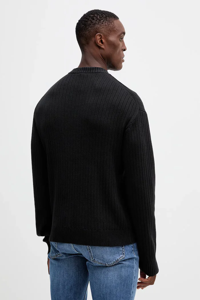 Calvin Klein Jeans Памучен пуловер мъжки в черно LV04RD314G