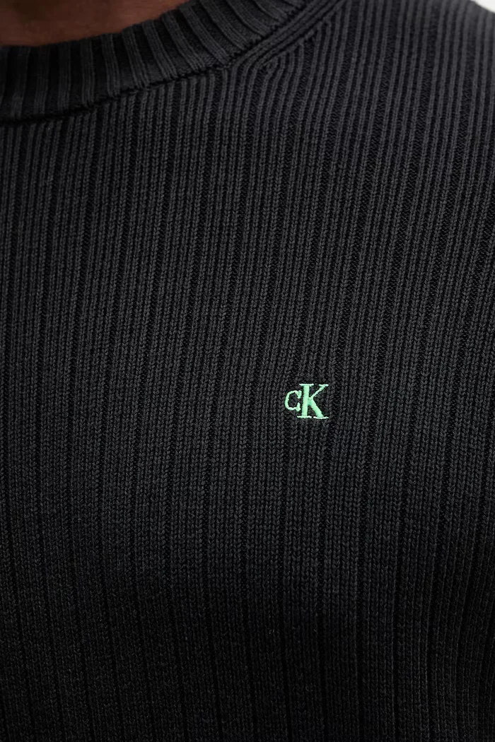 Calvin Klein Jeans Памучен пуловер мъжки в черно LV04RD314G
