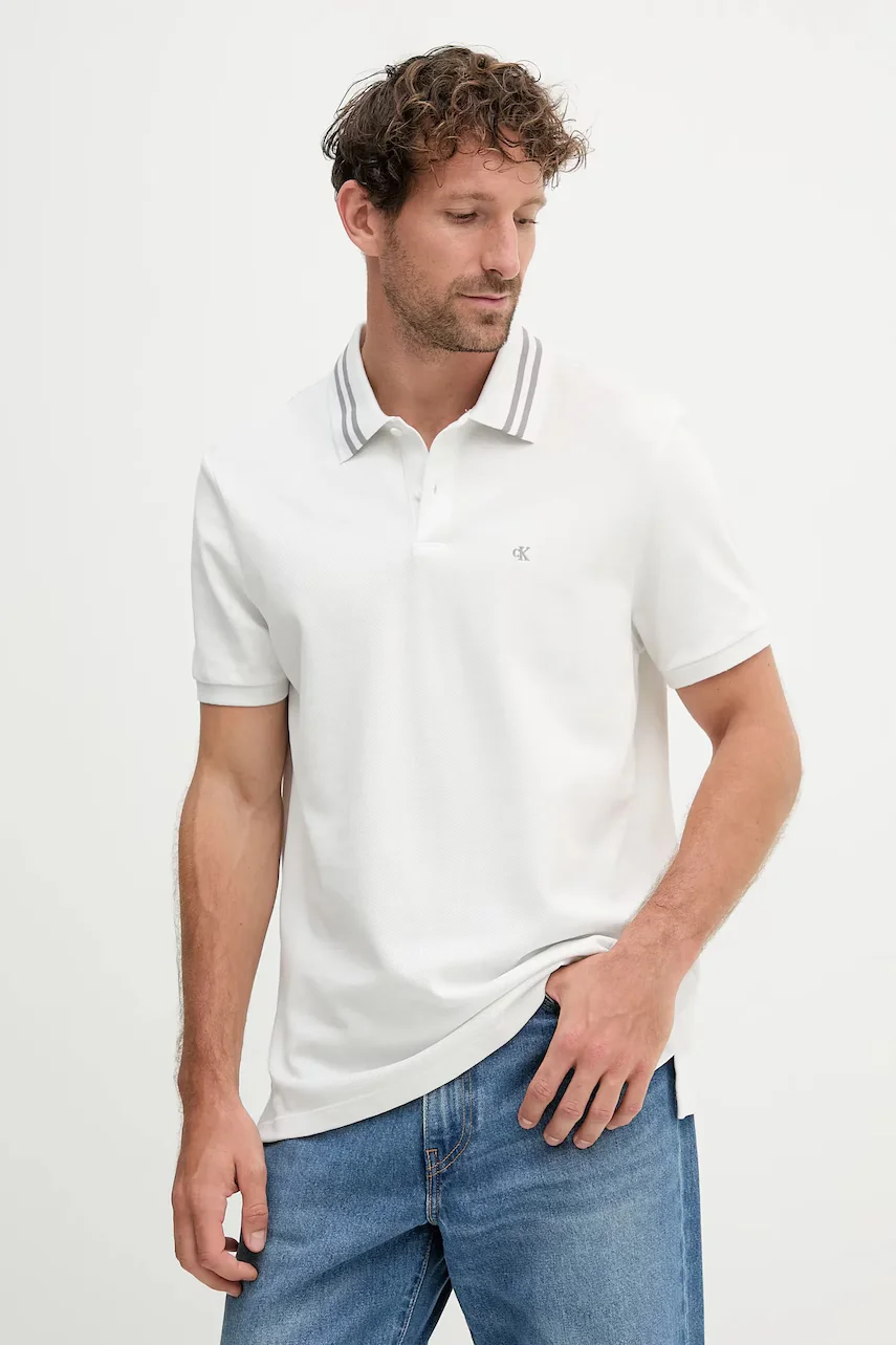Calvin Klein Jeans Памучна тениска с яка