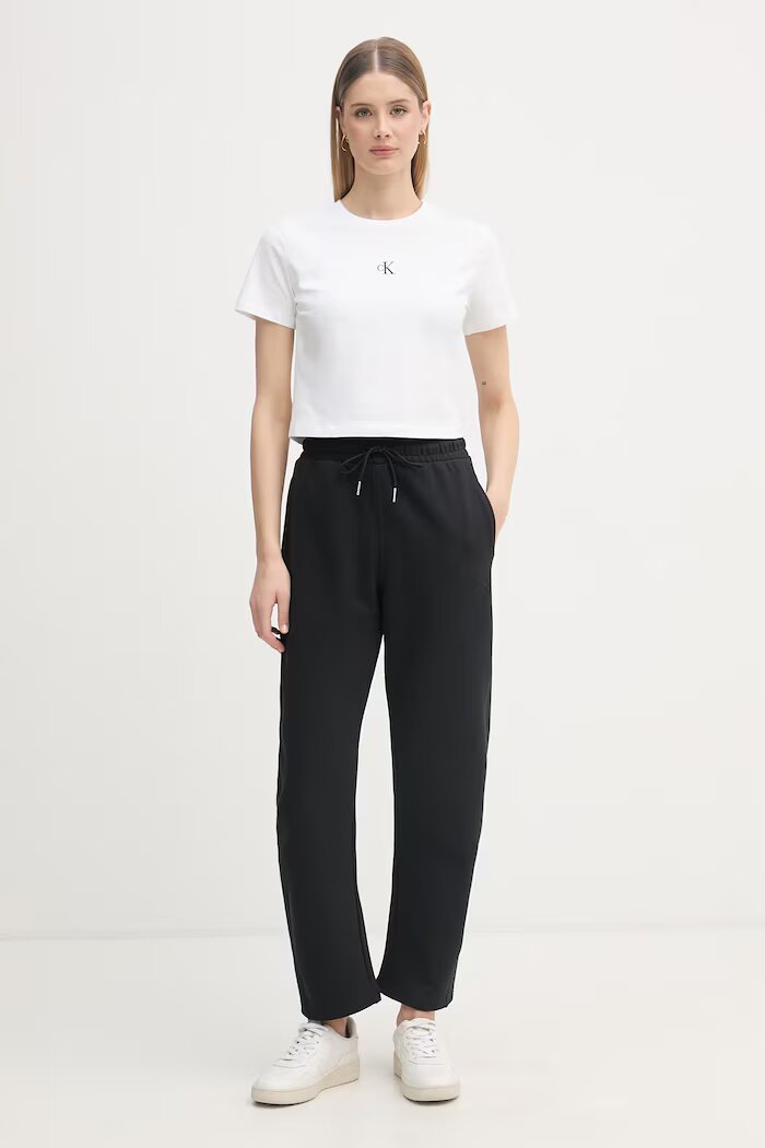 Calvin Klein Jeans спортен панталон дамски памучен черен LV047F210G