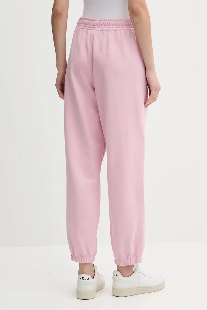 Calvin Klein Jeans спортен панталон дамски с памук розов с висока талия LV047B235G