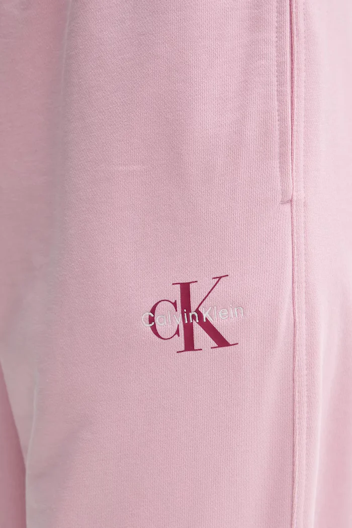Calvin Klein Jeans спортен панталон дамски с памук розов с висока талия LV047B235G