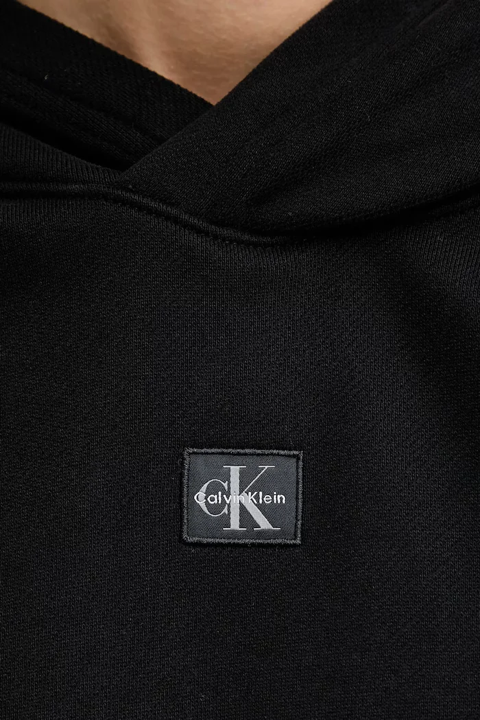 Calvin Klein Jeans суичър с качулка дамски с памук черен LV047D232G