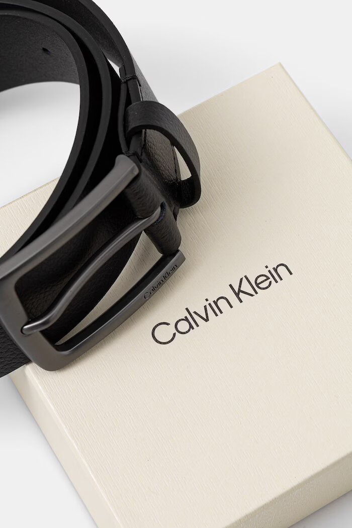 Calvin Klein колан мъжки от кожа черен LV04D7065G
