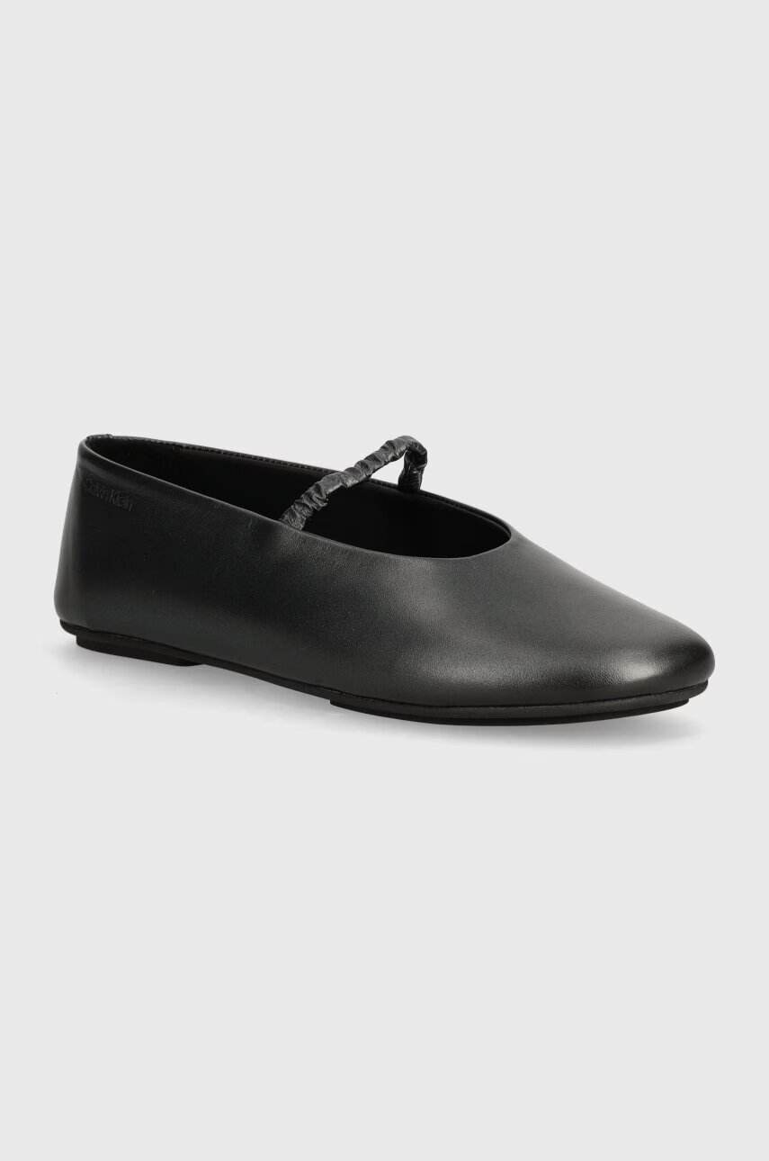 Calvin Klein Кожени балеринки BALLERINA W/STRAP PEARL LTH