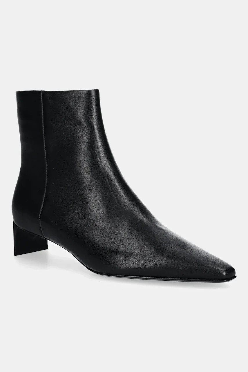 Calvin Klein Кожени боти SET BACK KITTEN HEEL ANKLE BOOT