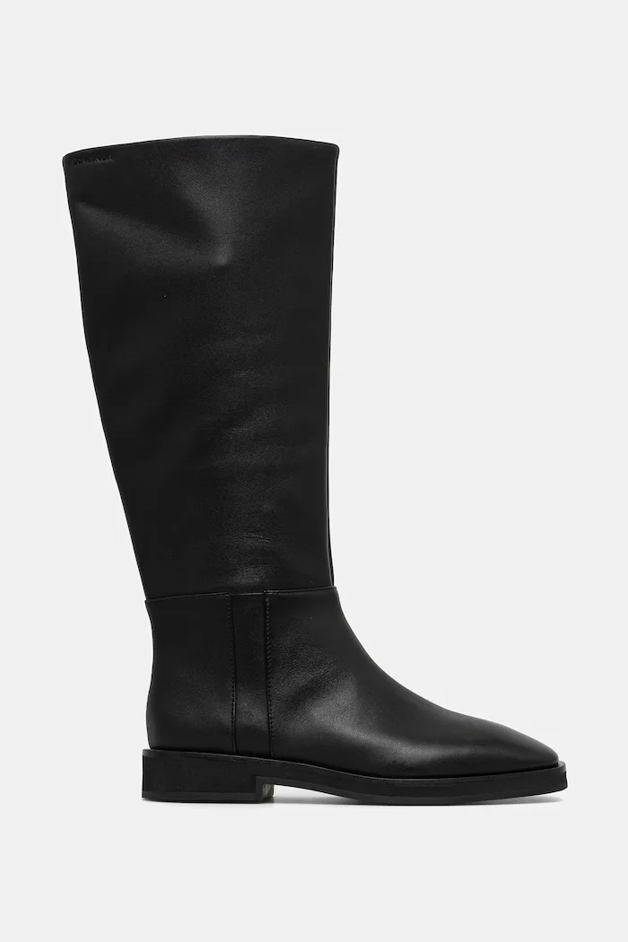 Calvin Klein Кожени ботуши FORMAL UTK BOOT LTH в черно с равна подметка HW0HW02599