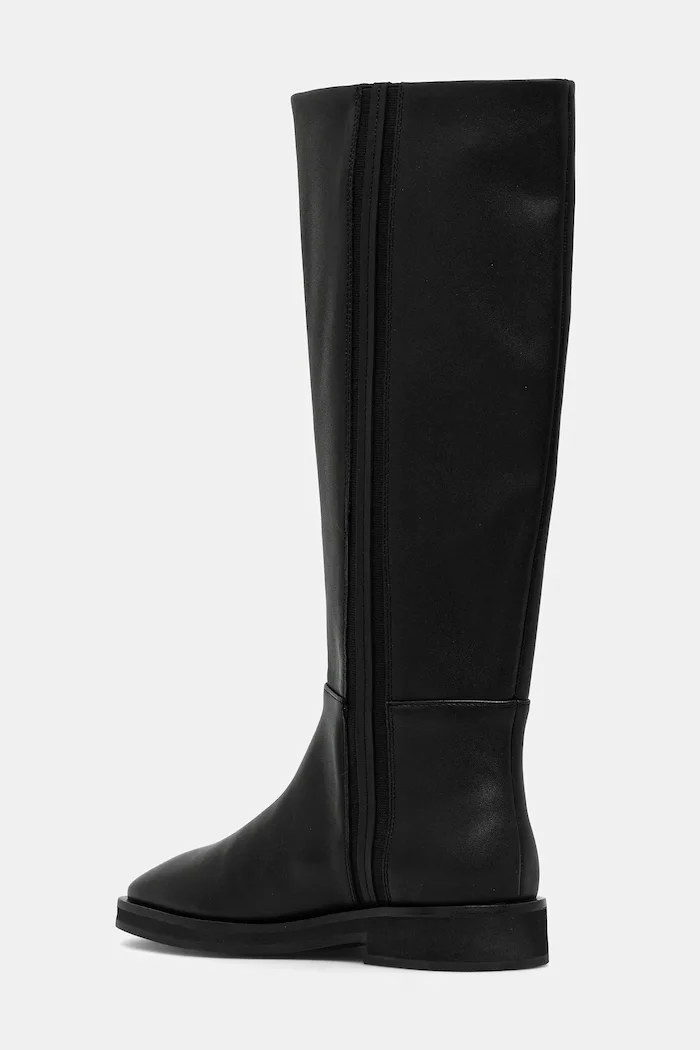 Calvin Klein Кожени ботуши FORMAL UTK BOOT LTH в черно с равна подметка HW0HW02599