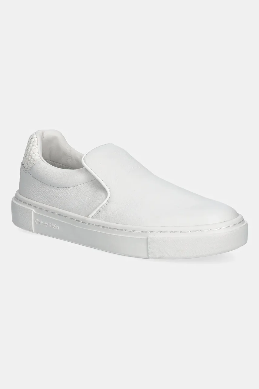 Calvin Klein Кожени кецове CUPSOLE SLIP ON - WOVEN LTH