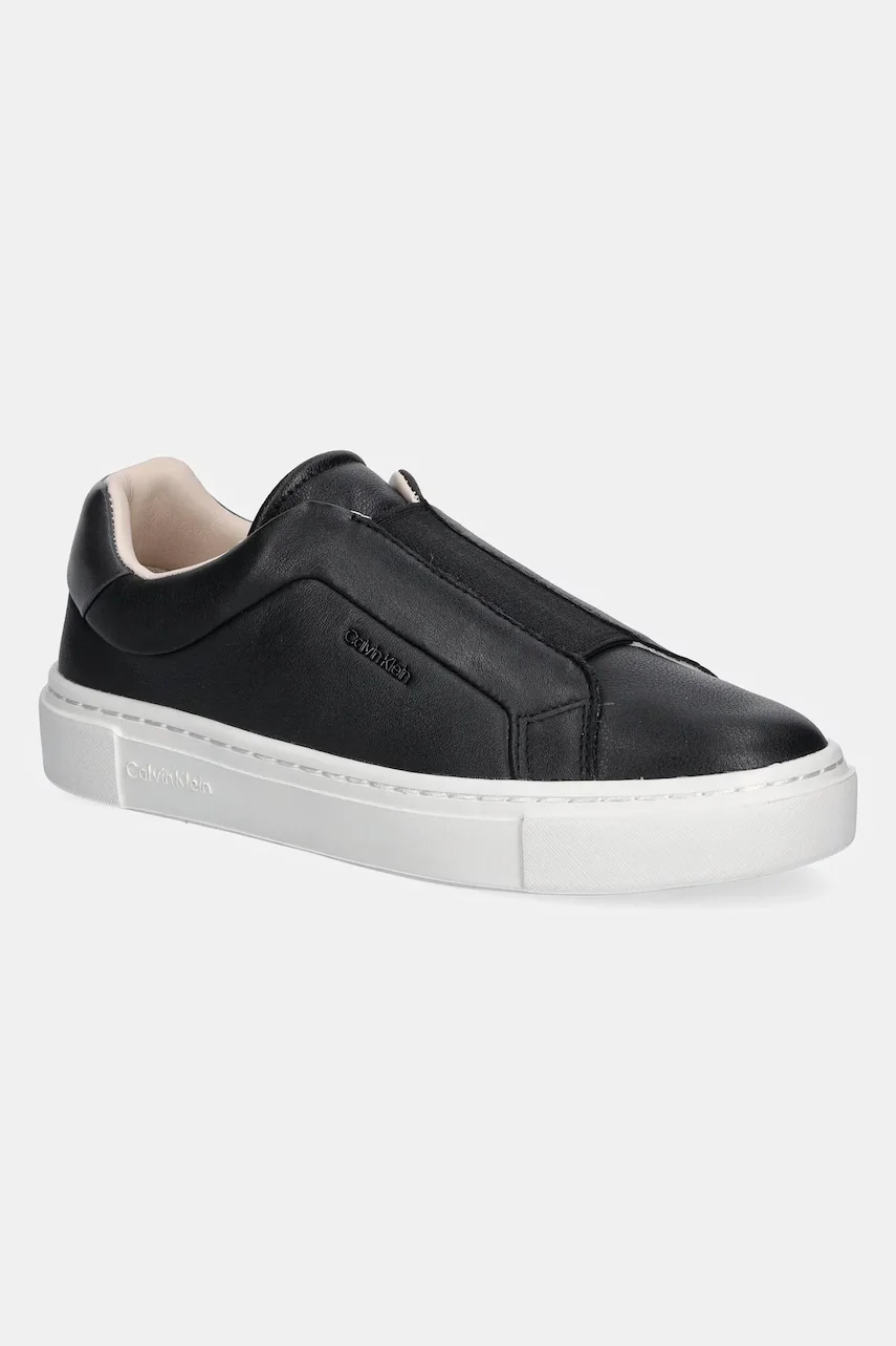 Calvin Klein Кожени маратонки CUPSOLE SLIP ON W/ML - LTH