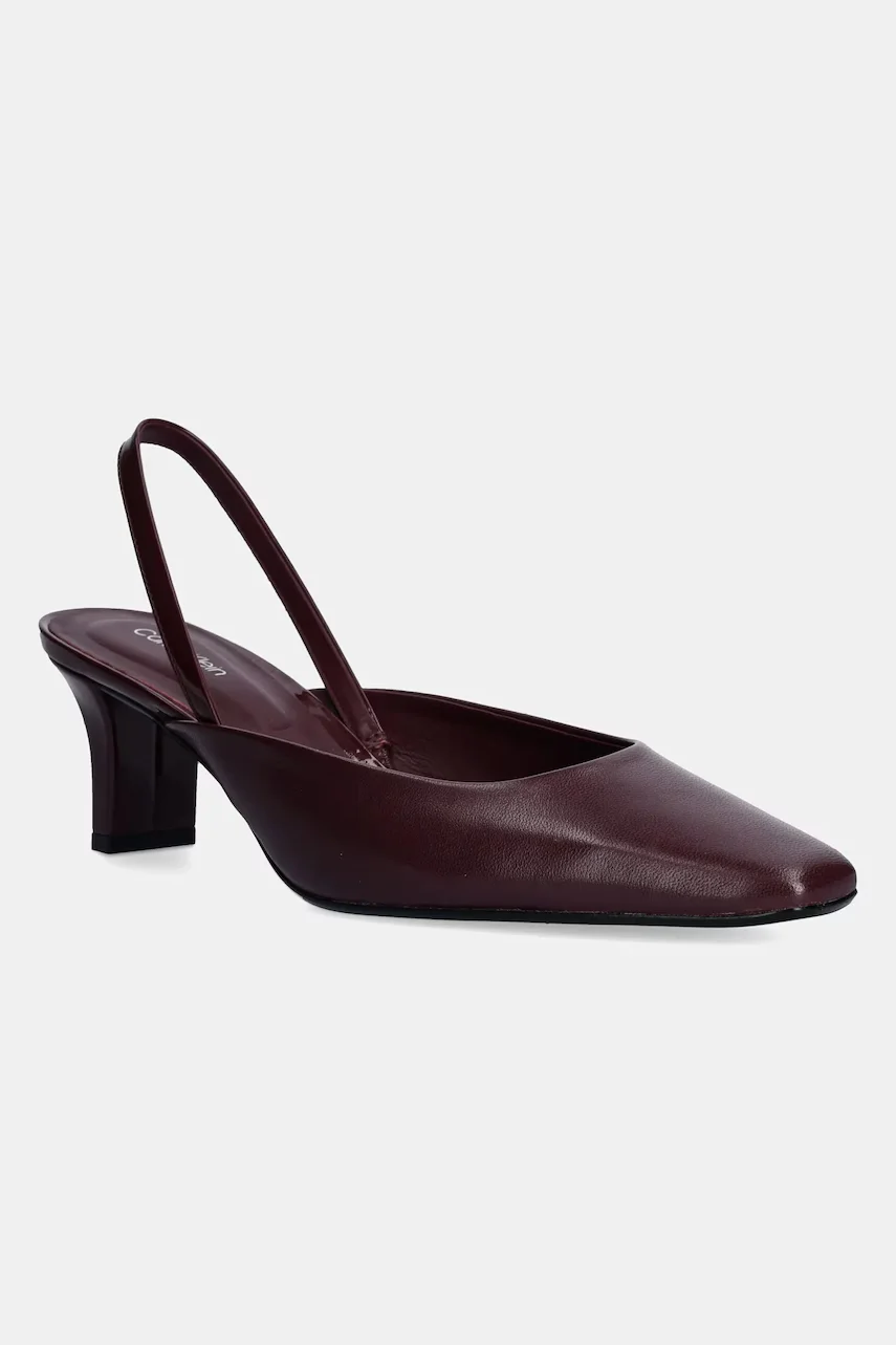 Calvin Klein Кожени обувки с дебел ток HEEL SLING PUMP 50 - LTH