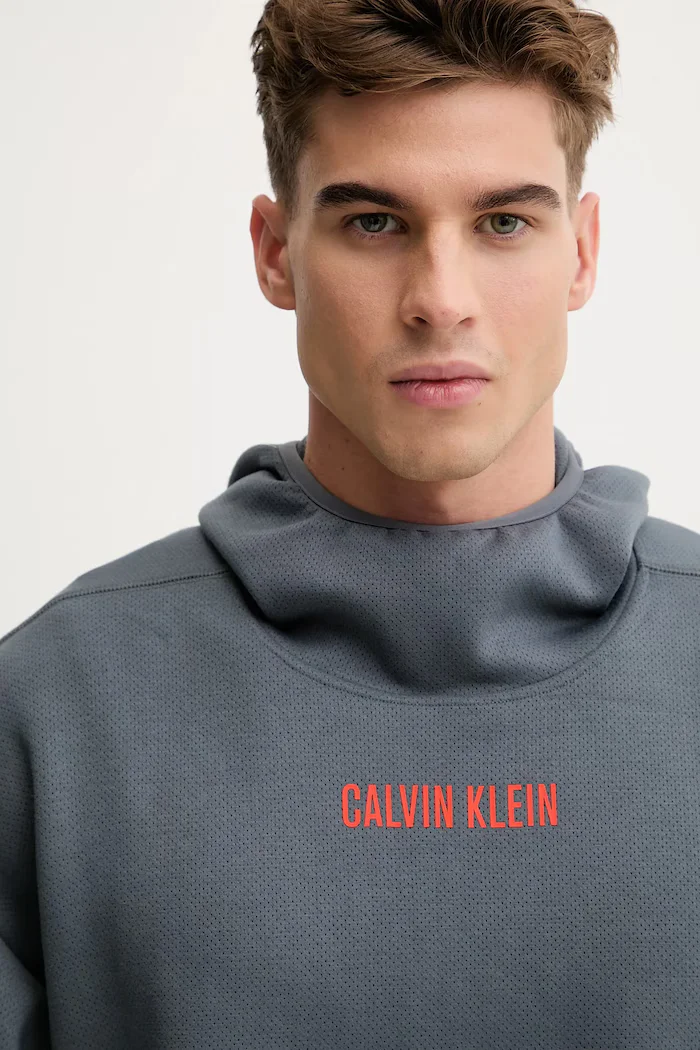 Calvin Klein Performance Суичър мъжки в сиво с качулка с принт LVGMF5W308