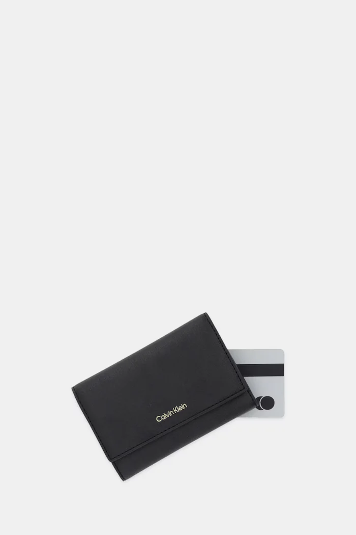 Calvin Klein портфейл дамски от имитация на кожа черен LV04F1117G