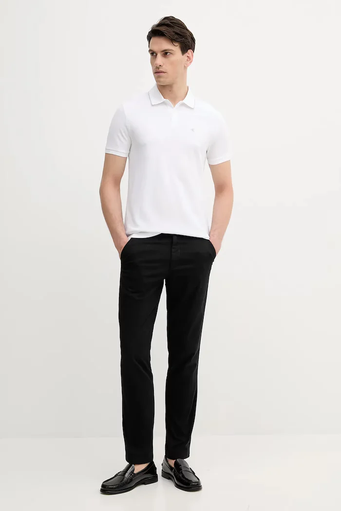 Calvin Klein тениска с яка мъжка от памук бяла LV04LC239G