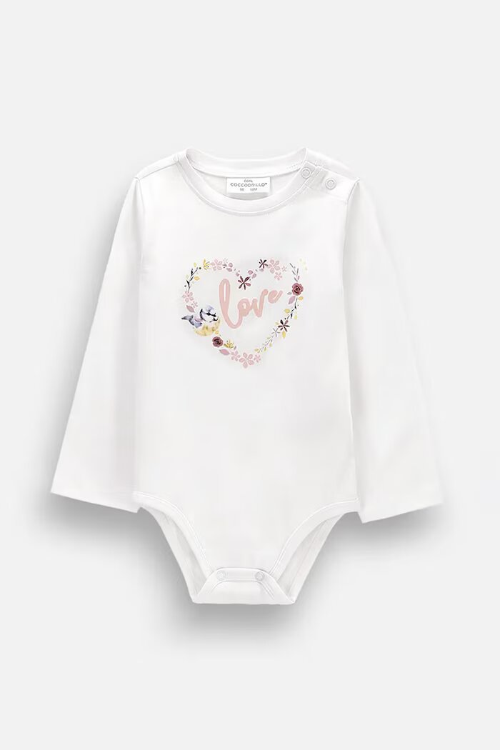 Coccodrillo боди за бебе от памук с еластан бяло MAGIC AND LOVE GIRL NEWBORN