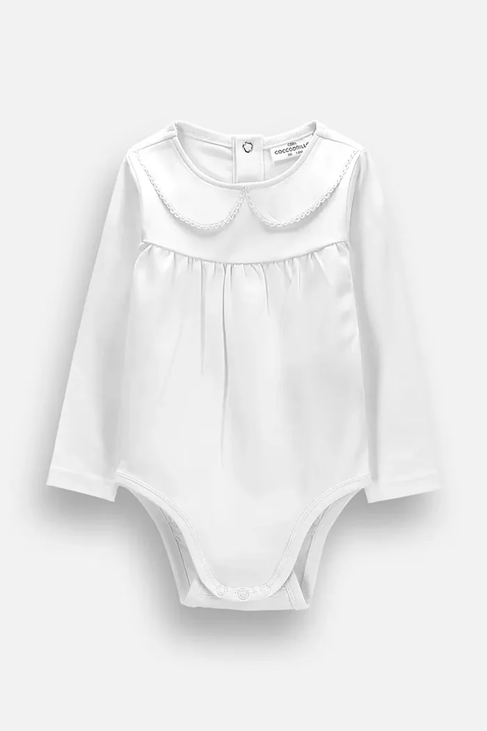 Coccodrillo боди за бебе от памук с еластан бяло MAGIC AND LOVE GIRL NEWBORN