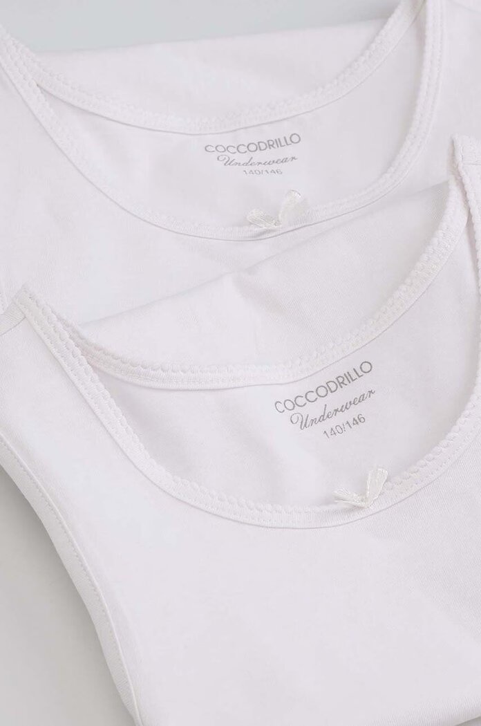 Coccodrillo Детски памучен топ (2 броя) в бяло BASIC UNDERWEAR