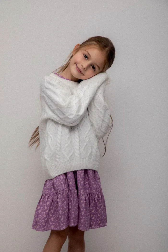 Coccodrillo Детски пуловер с вълна в бежово WINTER COSY GRIL KIDS