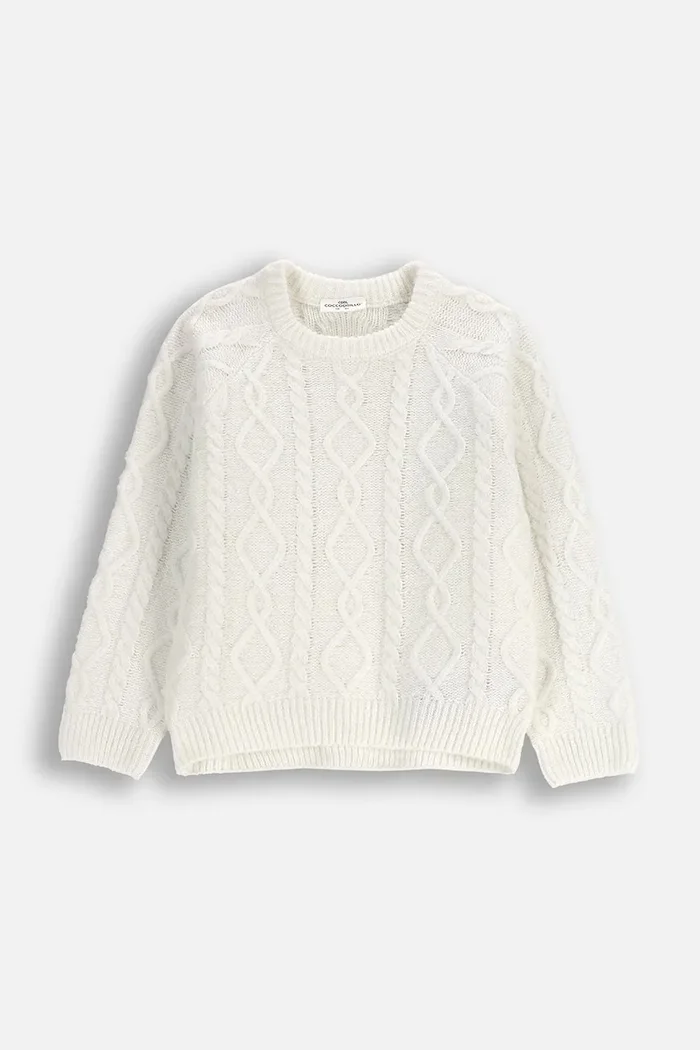 Coccodrillo Детски пуловер с вълна в бежово WINTER COSY GRIL KIDS