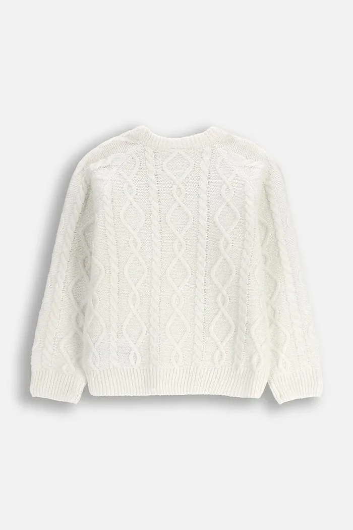Coccodrillo Детски пуловер с вълна в бежово WINTER COSY GRIL KIDS