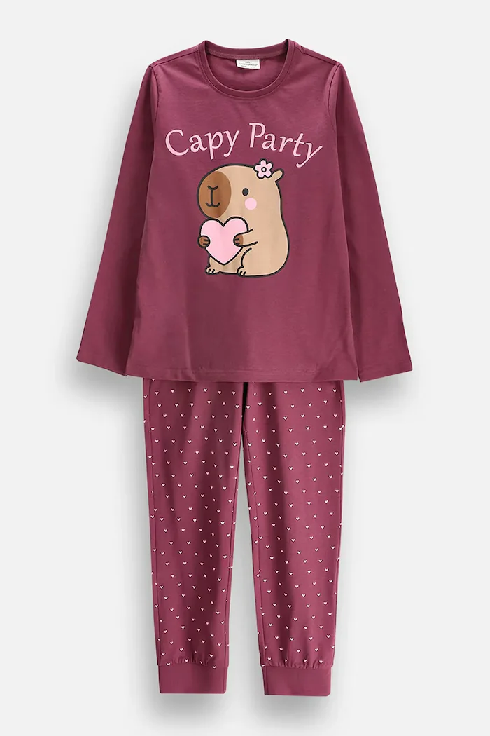 Coccodrillo пижама от две части за деца от памук виолетова PYJAMAS