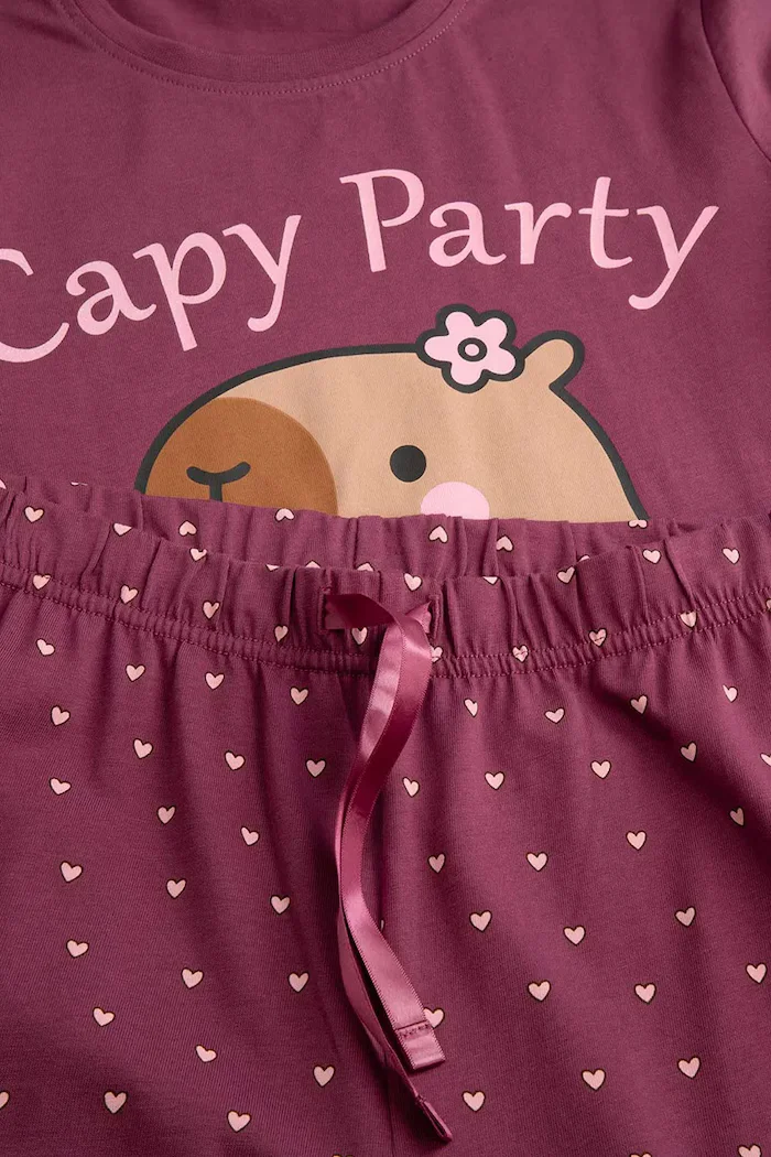 Coccodrillo пижама от две части за деца от памук виолетова PYJAMAS