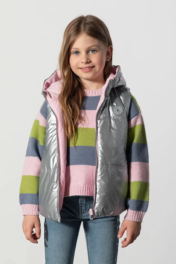 Coccodrillo пухен елек с две лица за деца розов OUTERWEAR GIRL KIDS